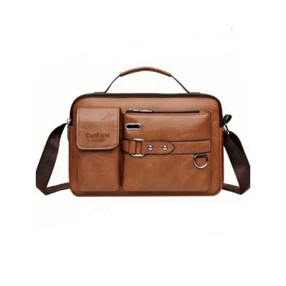 NWT CarlKimu Vintage  Camel Tan Shoulder Spacious Multi-Pocket Office Travel Bag